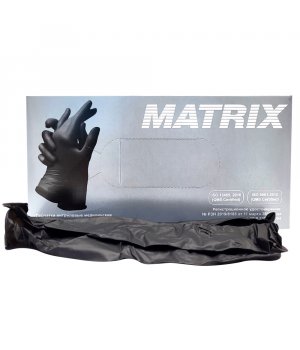 Перчатки нитриловые медицинские Matrix одноразовые чёрные