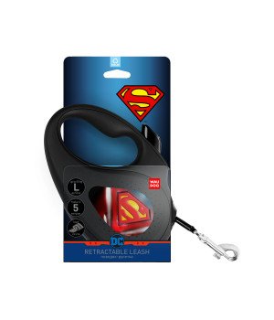 Поводок-рулетка WAUDOG с рисунком "Супермен Лого", размер L, до 50 кг, 5 м, черный