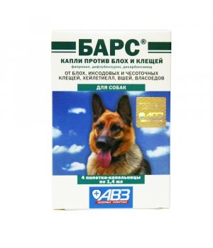 Капли Барс для собак от блох и клещей (4 дозы по 1,4 мл)