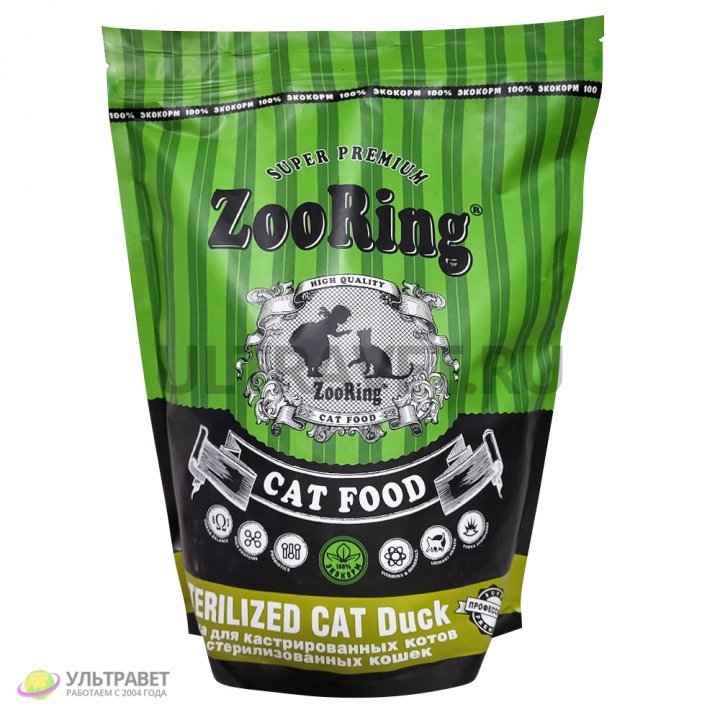 Корм для кошек сухой ZooRing STERILIZED CAT Duck Утка купить - 798 руб.