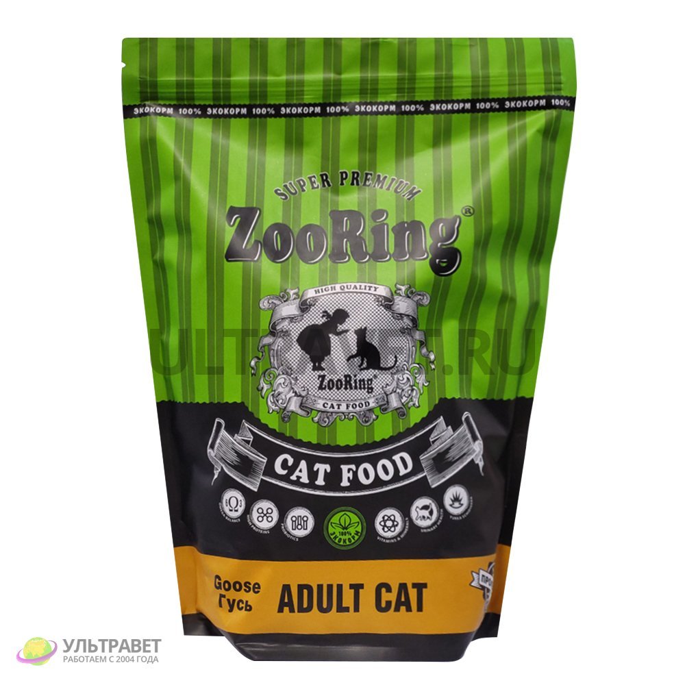 Корм для кошек ZooRing ADULT CAT Гусь (сухой), 1,5 кг