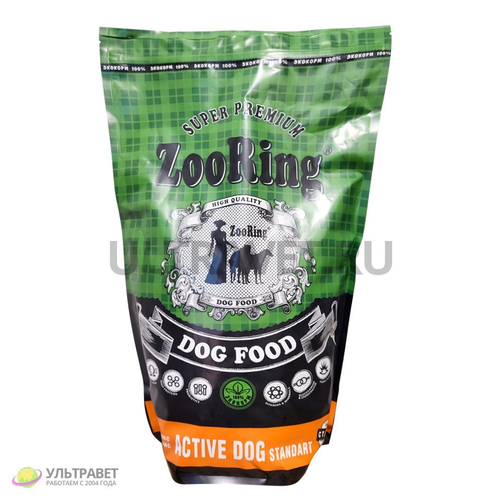 Корм для собак сухой ZooRing Active Dog Standart Птичий микс и рис, 2 кг