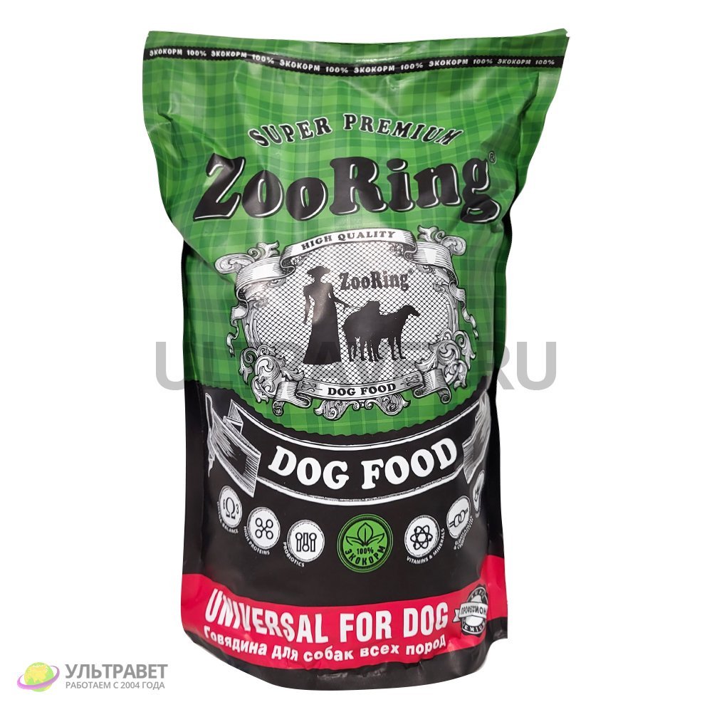 Корм для собак сухой ZooRing Universal Говядина и рис, 2 кг