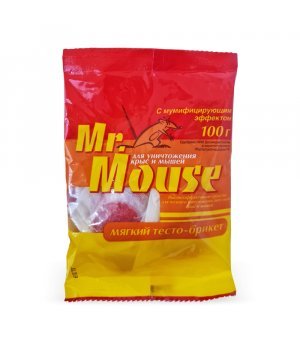 Тесто-брикет для уничтожения мышей и крыс Mr.Mouse, 100 гр